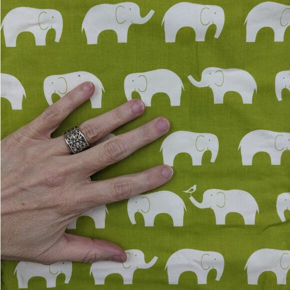 NEW BABY BLANKET Handmade Cotton Flannel 35x40 Green Elephant Silhouette Fabric - Picture 4 of 6